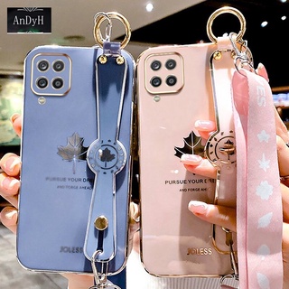 Ốp Điện Thoại Hình Lá Phong Có Dây Đeo Cho Samsung Galaxy A12 M12