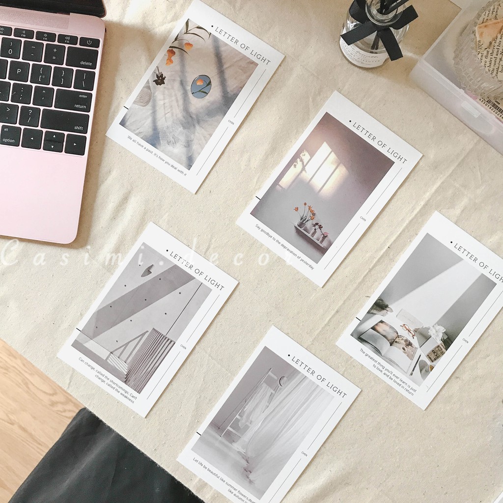 Bìa ảnh LETTER OF LIGHT B postcard chụp sản phẩm decor, dán tường trang trí bàn học Casimi Decor