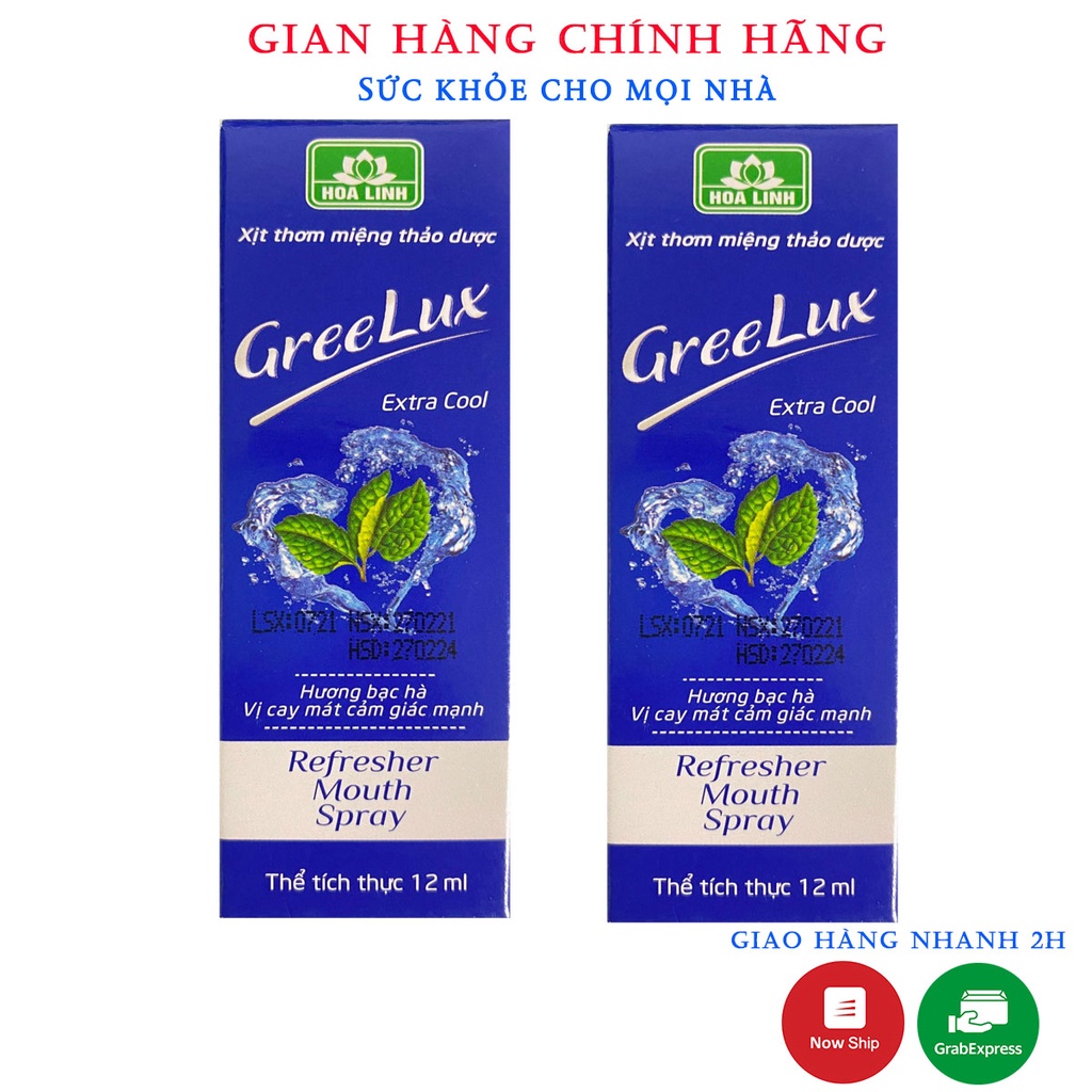 Lọ Xịt Thơm Miệng GreeLux Extra Cool.Thơm Mát,The Mát Suốt Cả Ngày.Chai 12ml