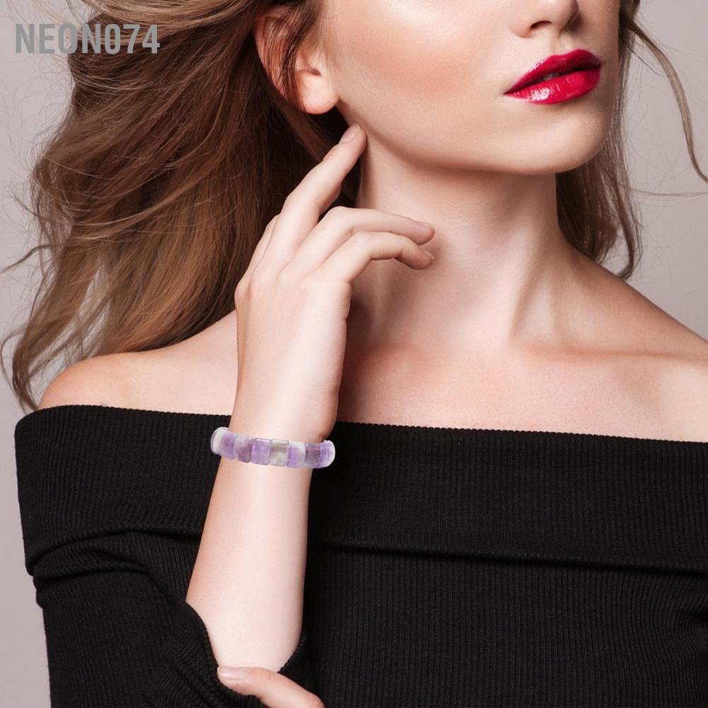 Neon074 Neon074 Vòng tay thạch anh tím Màu hỗn hợp Hoàn toàn tự nhiên pha lê có độ đàn hồi cao cho lễ kỷ niệm tiệc