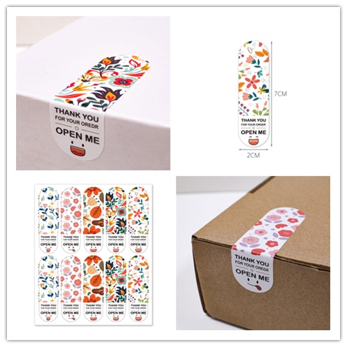 Bộ 100 Nhãn Dán Chữ Nhật In Chữ Thank You Cho Hộp Quà Tặng