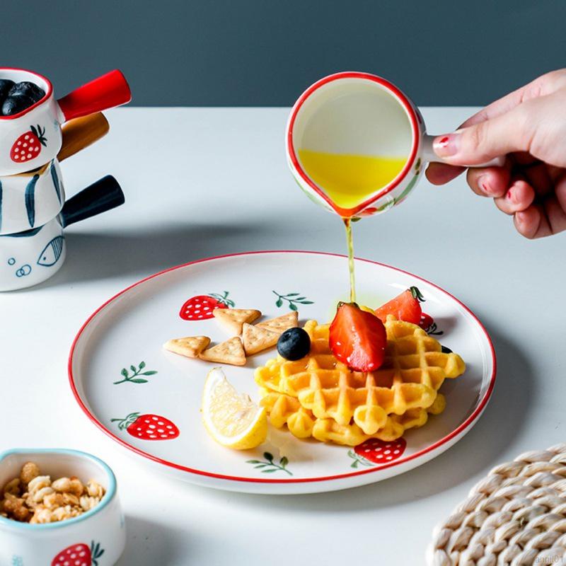 Đĩa Sứ Đựng Nước Chấm Có Tay Cầm Thiết Kế Dễ Thương Tiện Dụng Cho Gia Đình / Nhà Hàng