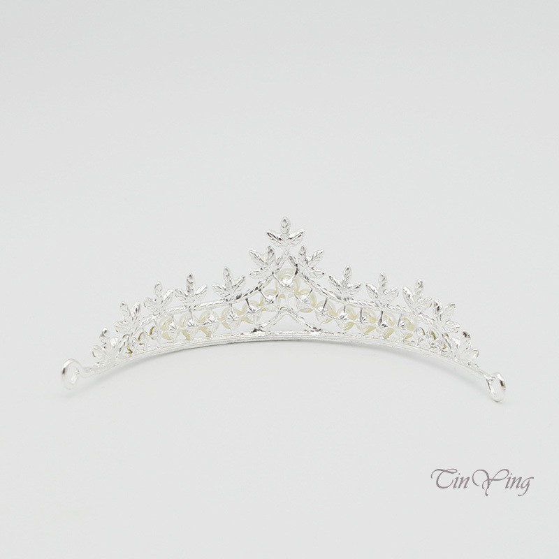 GETNOIVAS Vương miện đính đá pha lê và ngọc trai nhân tạo sang trọng thời trang dành cho cô dâu