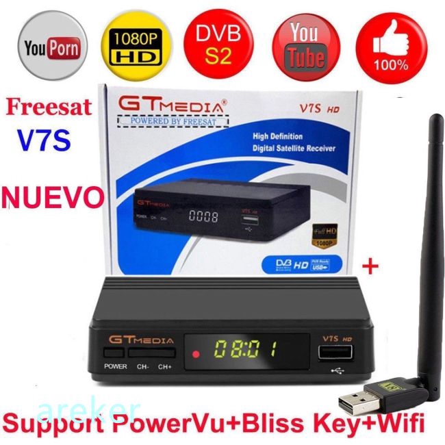 Đầu Thu Tín Hiệu Vệ Tinh V7S Hd Fta Dvb-S2 / S Hỗ Trợ Bisskey 1080p