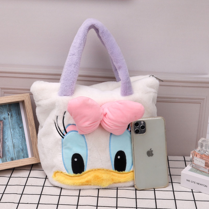 Túi Tote Đeo Vai Kiểu Hoạt Hình Vịt Donald Nhồi Bông Dễ Thương