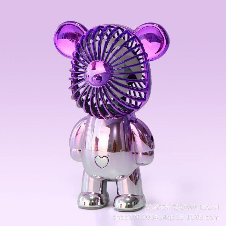 Quạt mini tích điện cầm tay hình gấu Bearbrick siêu dễ thương có cổng sạc USB