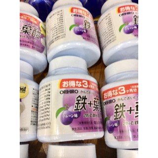 Viên sắt acid folic Nhật Bản Orihiro Most Chewable Iron 180 viên