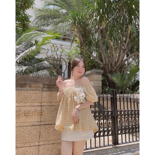 [Mã 11FASHIONSALE1 giảm 10K đơn 50K] Áo bẹt vai caro hàng chuẩn đẹp | BigBuy360 - bigbuy360.vn