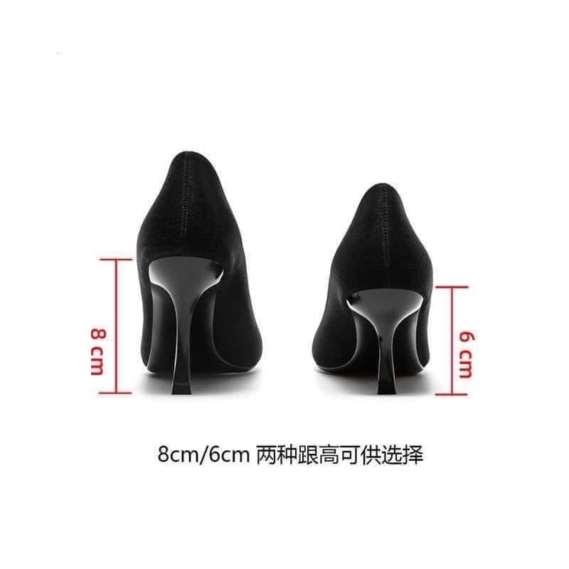 Hàng order - Guốc cao gót nhung mũi nhọn 2 loại 6p và 8p