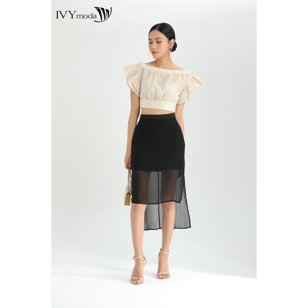 Chân váy chiffon dáng midi thiết kế IVY moda MS 31M6502