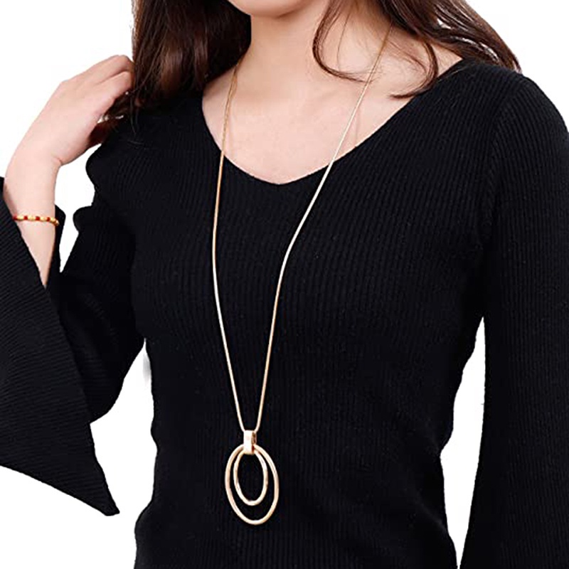 Vòng cổ Dài Hai Lớp Mặt Tròn Dát Đá Thời Trang Cho Nữ