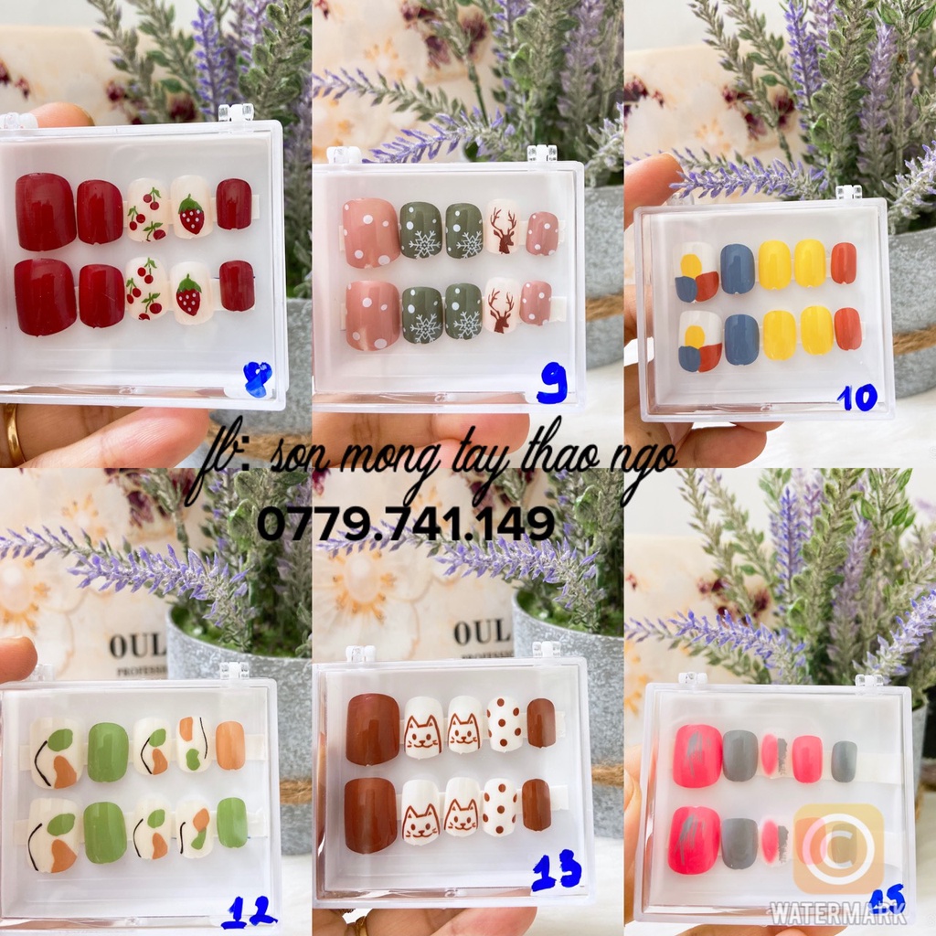(hàng mới về) Nail Box ❤️Set 10 Móng Tay Giả Nailbox Tặng Keo Dán Móng