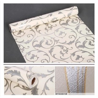 Decal 1m giấy dán tường khổ rộng 45cm - xoắn bạc châu âu ell150
