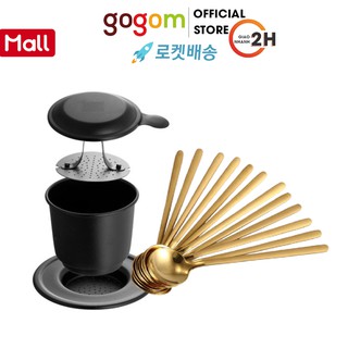 Bộ 1 phin cà phê và 12 muỗng cà phê chất liệu inox gogom-kpq01