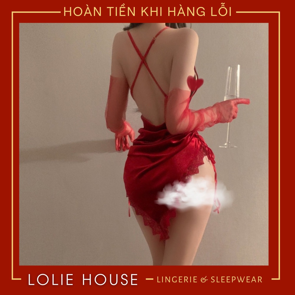Váy ngủ sexy gợi cảm chất nhung cao cấp, Đầm ngủ sexy mùa đông dáng dài nữ LOLIE HOUSE - VN32