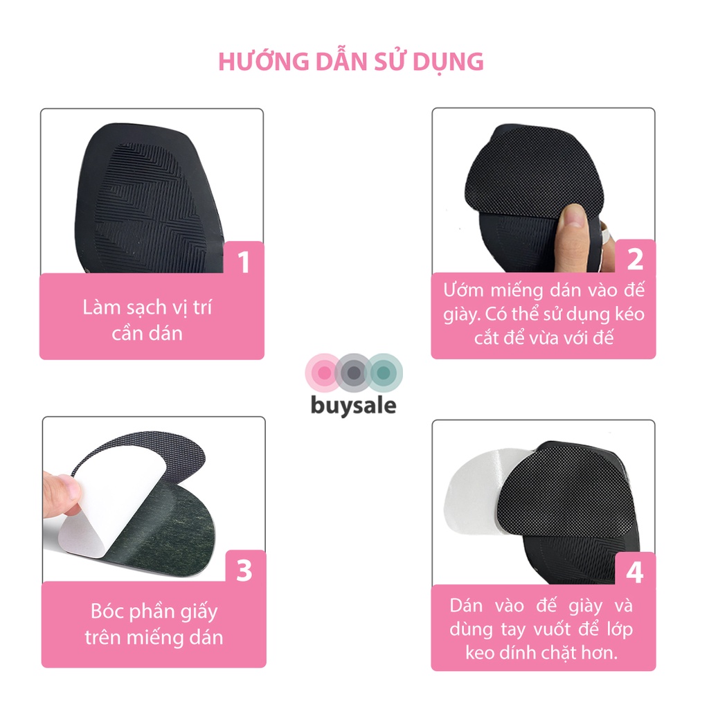 1 Cặp miếng dán đế giày hình bán nguyệt chống trơn trượt, mài mòn cho giày cao gót, giày tây - BuySales - BSPK270