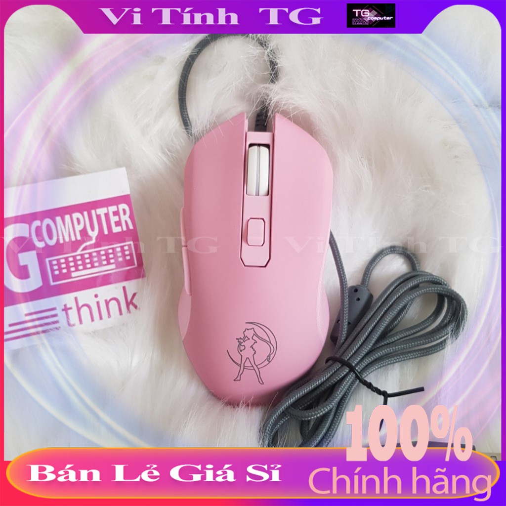 Chuột máy tính màu hồng có dây dùng cho PC – Laptop hình sailor moon (thủy thủ mặt trăng ) Siêu curte đáng yêu