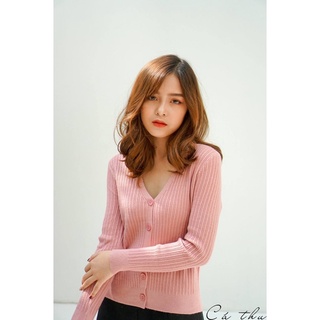 Áo len cardigan gân cổ tim