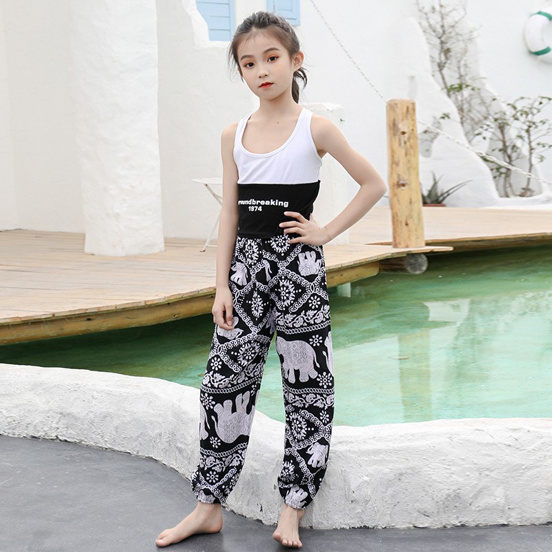 Quần Dài Thể Thao Vải Cotton Mỏng Dáng Rộng Chống Muỗi Phong Cách Hàn Quốc Cho Bé