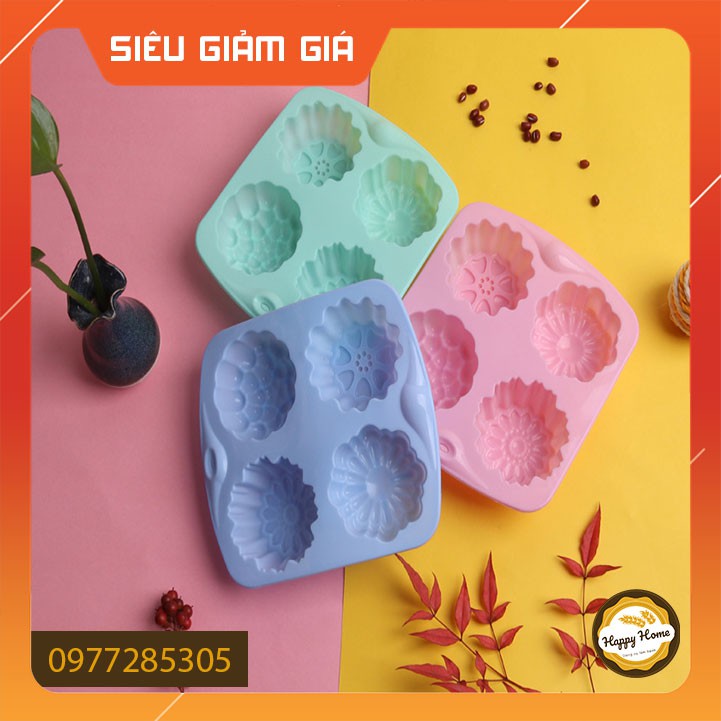 Khuôn silicon làm bánh trung thu hình 4 bông hoa nhỏ - Dụng cụ làm bánh