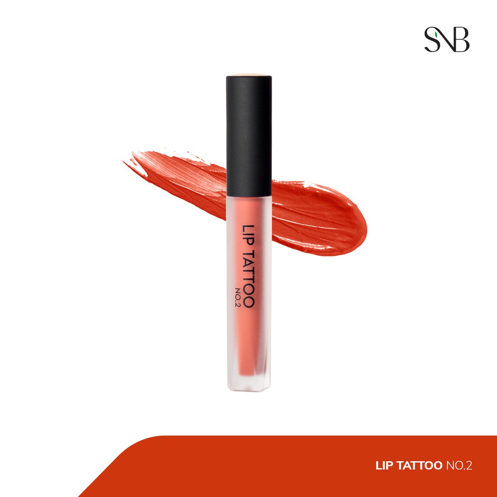 Son Kem Lì LIP TATTOO NO 2 SNB Sắc Đỏ Cam Tươi Trẻ 4,2gr