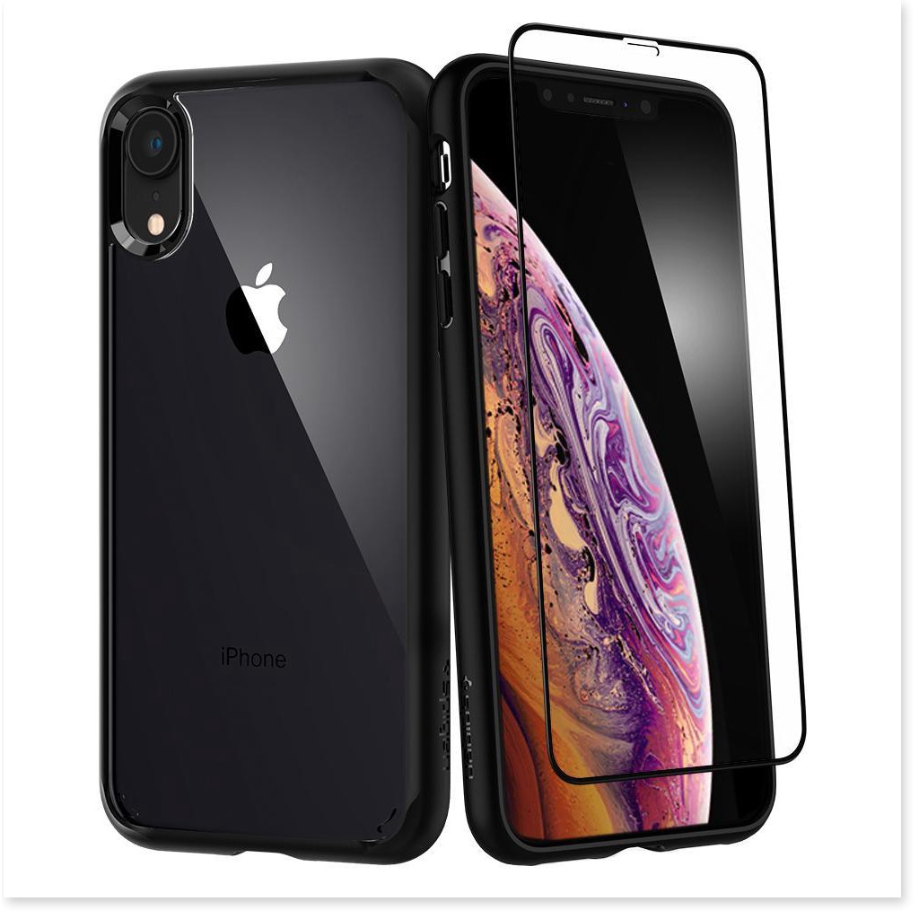 Ốp Tặng Kèm Kính Spigen Iphone XR / X / XS / Xs Max Spigen Ultra Hybrid 360 - Hàng Chính Hãng