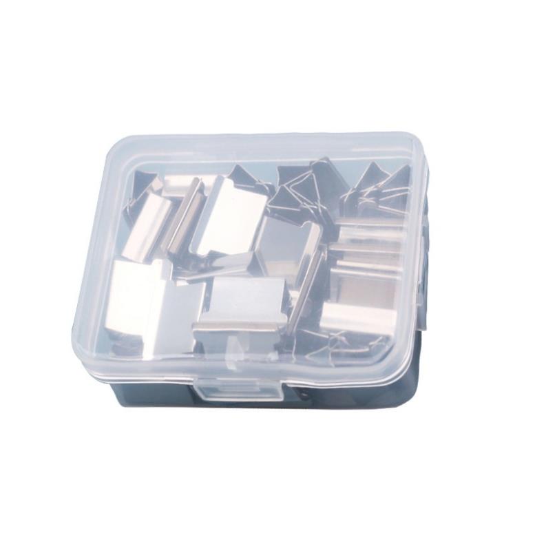 Kẹp giấy SOLANO kẹp bướm kim loại nhỏ gọn kèm dụng cụ đẩy kẹp giấy SC-001388