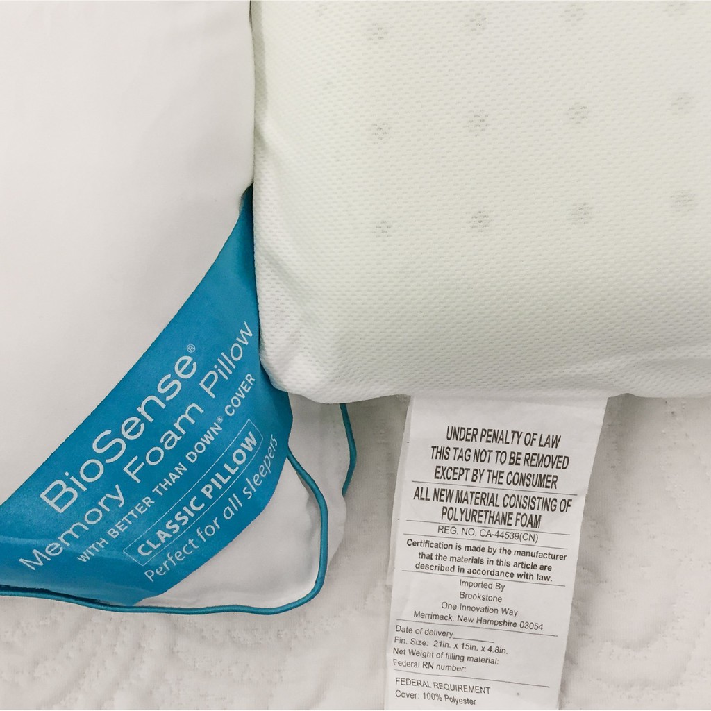 Gối Brookstone  Biosense 2in1 Queen Classic Pillow TEAL [ được bán bởi Olee Sleep Vina - oleesleep ]