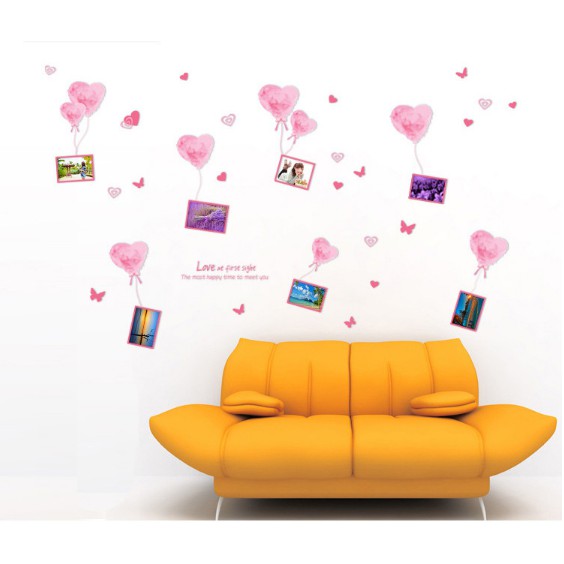 Decal trang trí tường Trái Tim bong bóng