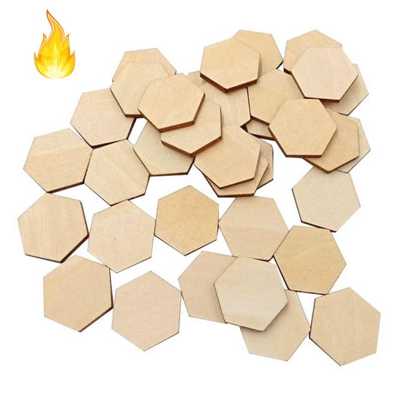 Set 100 Miếng Gỗ Lục Giác Hình Lục Giác 25mm Dùng Để Vẽ Tranh / Trang Trí DIY