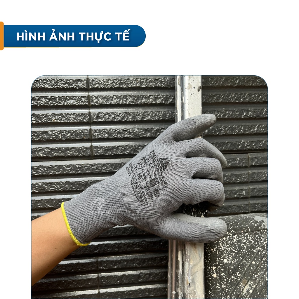 Găng tay lao động Deltaplus VE702PG phủ PU chống cắt chống dầu Bao tay lao động ôm tay thao tác chính xác -THINKSAFE