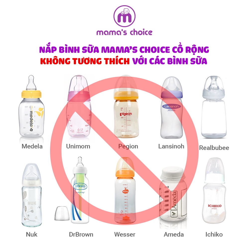 Nắp Bình Sữa Cổ Rộng Mama's Choice, Tương Thích Với Bình Cổ Rộng Spectra, Avent, Rozabi, Cimilre, Fatz