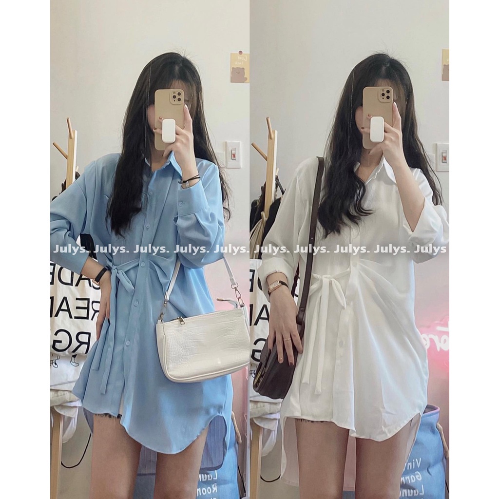 Váy sơ mi nữ thắt eo vạt lệch, Đầm nữ linen mềm mịn cách điệu Kozoda D47