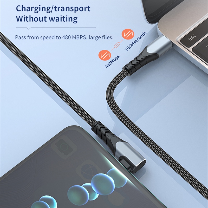 Dây Cáp Sạc Nhanh 90 Độ 100W USB Type C QC3.0 USB C 5A Cho Xiaomi
