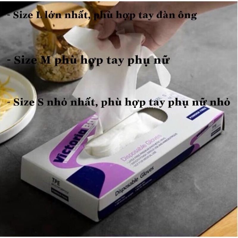 Hộp 100 găng tay Victoria siêu dai rửa bát, nấu bếp cho mọi gia đình