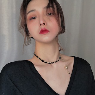 Vòng Cổ Choker Nhung Đính Tua Rua