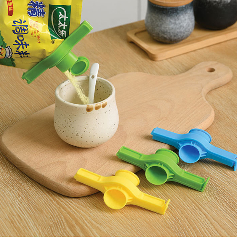 Kẹp niêm phong có vòi xả cho đồ ăn nhẹ bằng nhựa có thể tái sử dụng giữ tươi đồ dùng nhà bếp