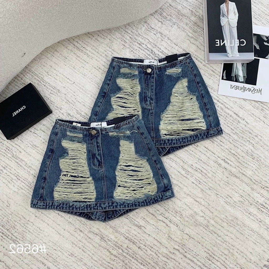 Quần váy jeans COTTON rách hót hàng VNXK siêu xinh