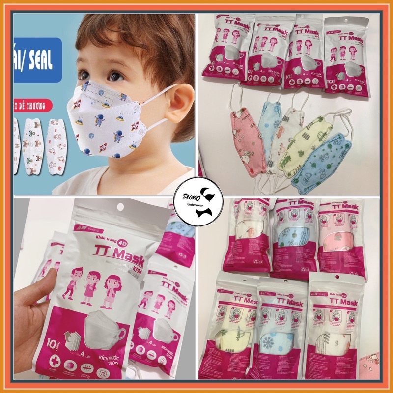( Túi 10 cái) Khẩu Trang 4D Trẻ Em KF94 Công Nghệ Dập Hàn Quốc - Hàng Chính Hãng Công Ty Trịnh Trung ( T&amp;T ). Mẫu mới