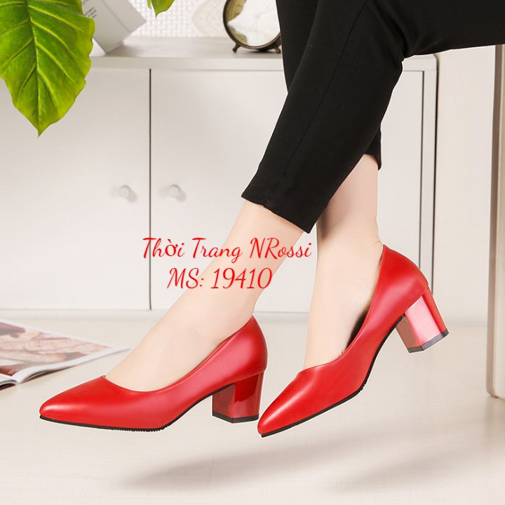 ❤FREESHIP❤ giày công sở gót vuông màu đỏ size lớn 40 41 42 43 44