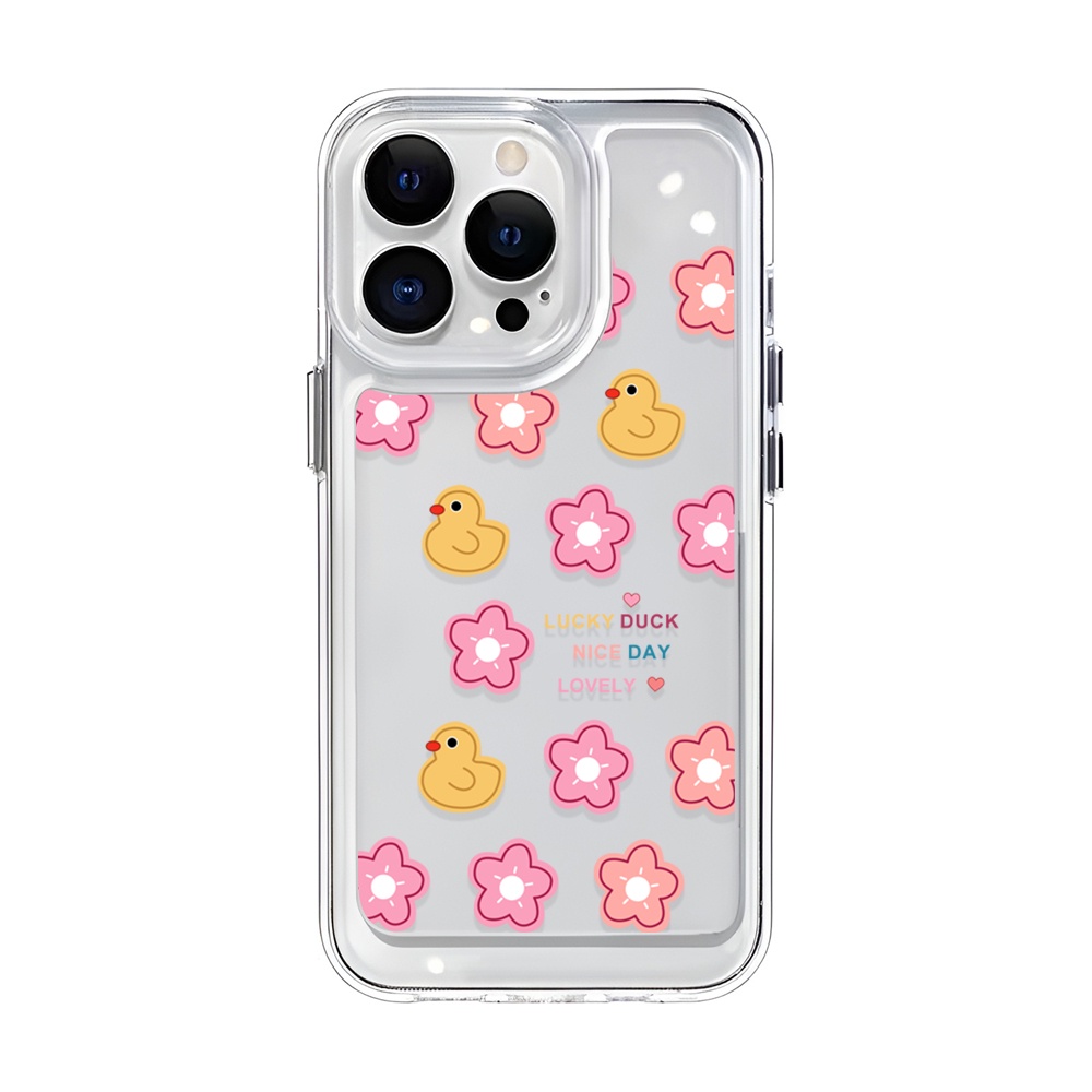 Ốp Điện Thoại Trong Suốt Hình Vịt Và Hoa Cho iphone 14 Pro Max Plus 13 11 12 7Plus X XR XS Max