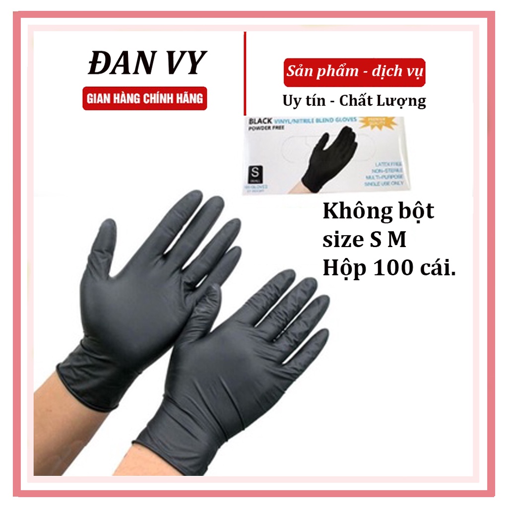 Bao tay cao su y tế, bao tay phun xăm màu đen hộp 100 cái