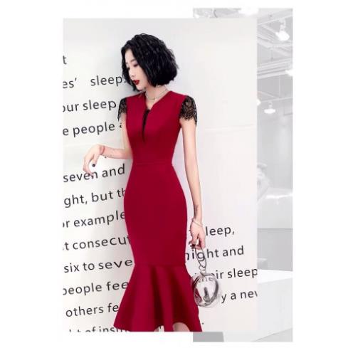 Đầm Body Ôm Đuôi Cá Phối Ren Váy Thiết Kế Sang Trọng Thời Trang Hàn Quốc Siêu Xinh ঔৣ