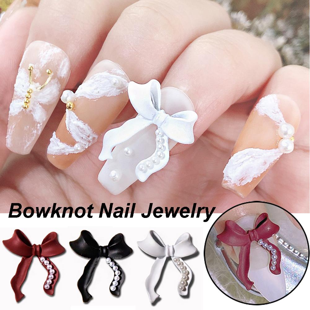 Bộ 5 Phụ Kiện Nơ Ruy Băng Trang Trí Móng Tay Xinh Xắn