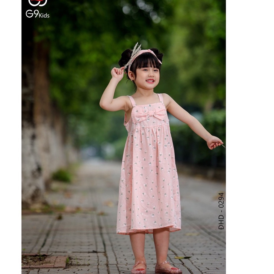 Đầm hai dây bé gái  G9oza 0294 , đồ cho bé với chất boil cottong siêu thoáng mát cho bé trong ngày hè
