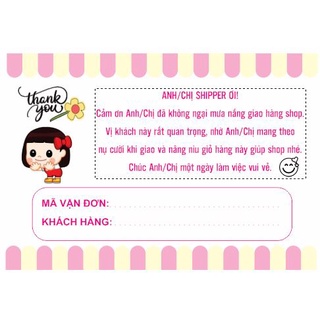 Decan Tem dán cảm ơn shipper ghi mã vận đơn có keo dán sẵn
