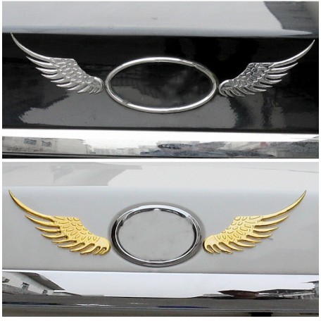 Cặp đôi cánh đại bàng 3D hình chim ó dang trang trí sticker kim loại crom chrome dán xe hơi ô tô thời trang