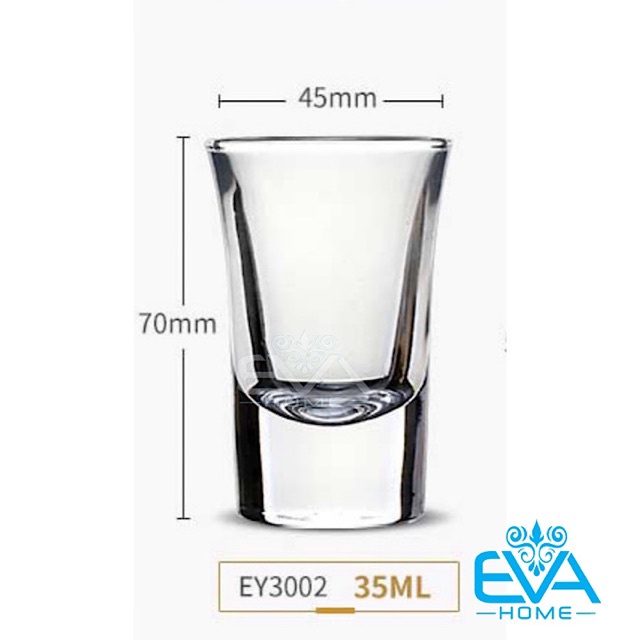 Bộ 6 chén uống rượu đế dày EY3002 34ml