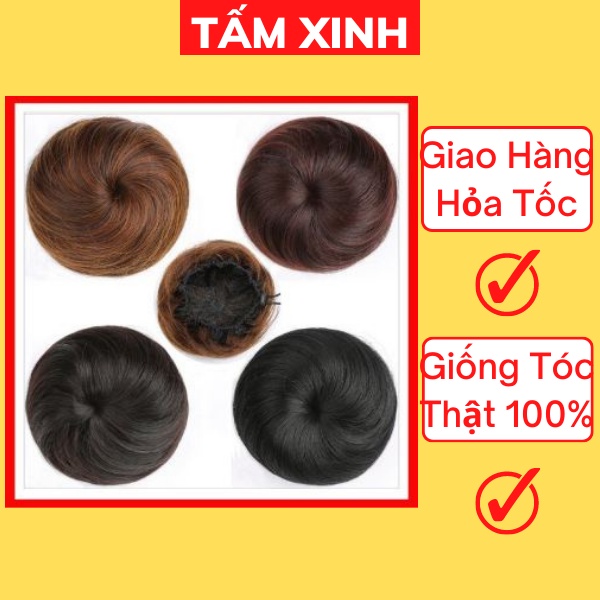 Tóc giả búi củ tỏi tròn đẹp