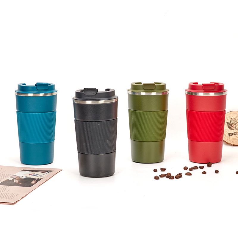 Cốc giữ nhiệt, Ly giữ nhiệt uống cafe, thân ly đệm silicon - chất liệu Inox cao cấp, dung tích 510ml